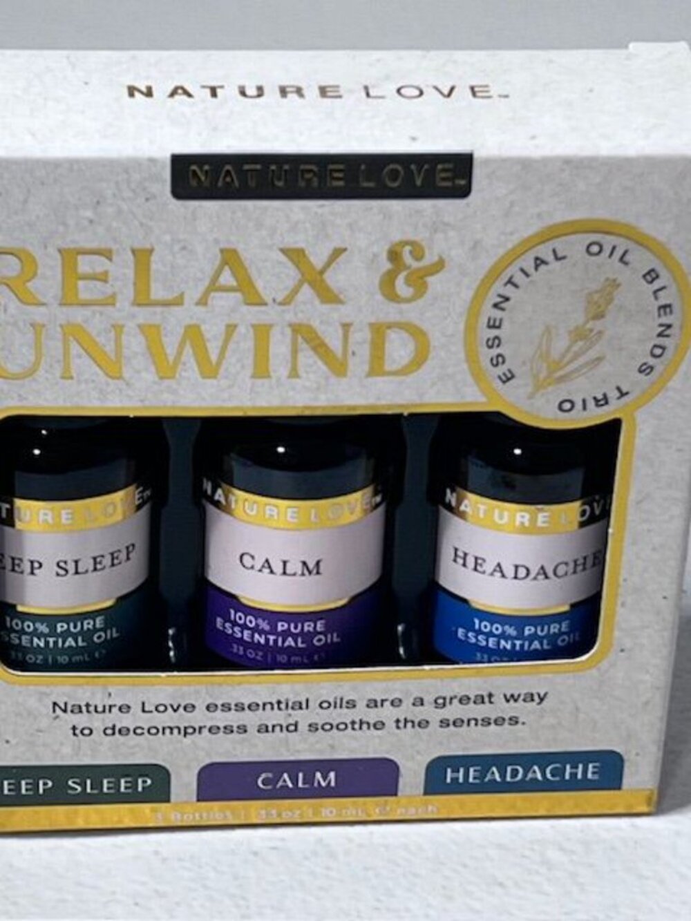 Nature Love Essential Oil Set – Deep Sleep, Calm & Headache Relief